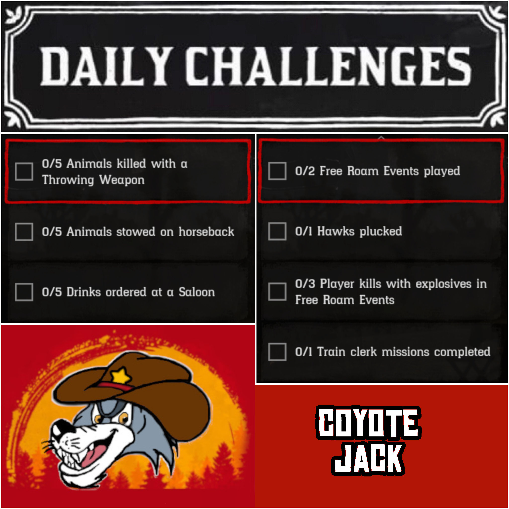 Saturday 23 January Daily Challenges CoyoteJack