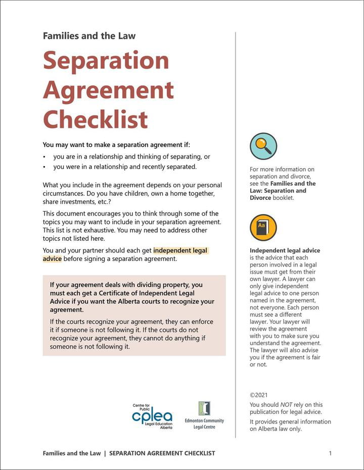 Separation Agreement Checklist CPLEA.CA