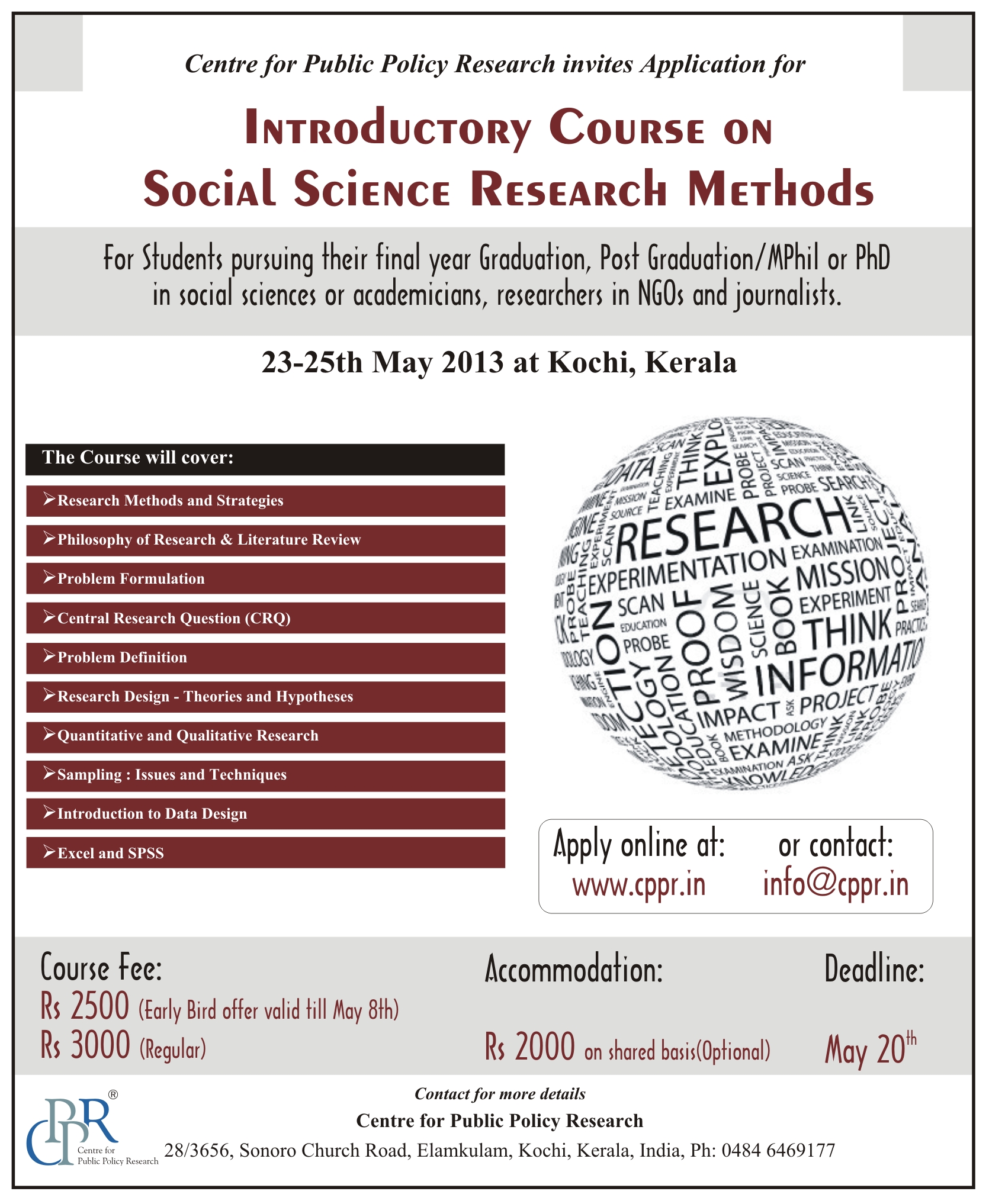 CPPR Invites Applications for Introductory Course on Social Science
