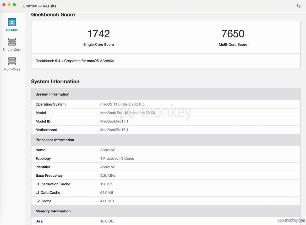 Apple M1 Benchmark, Test and specs