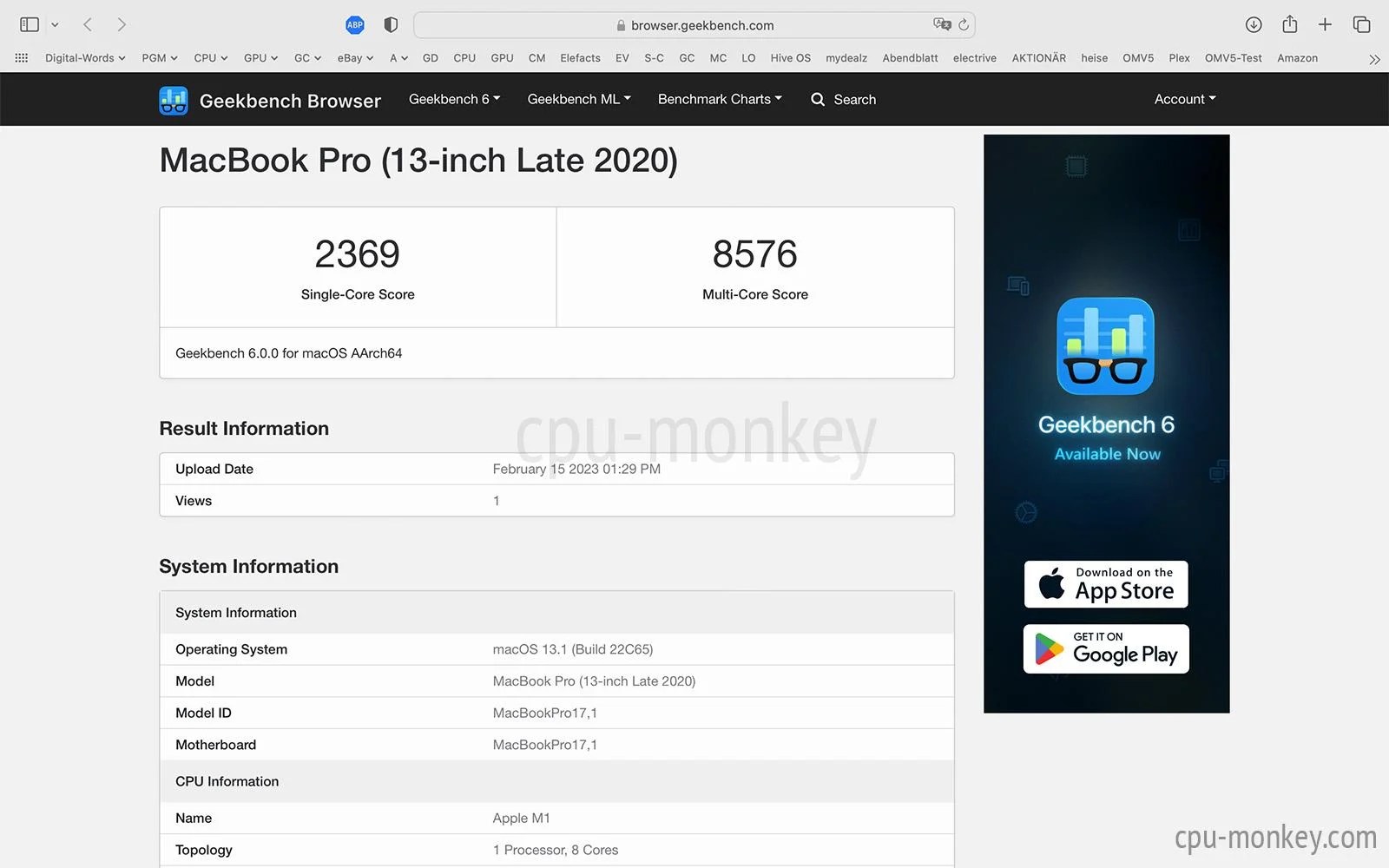Apple M1 Benchmark, Test and specs