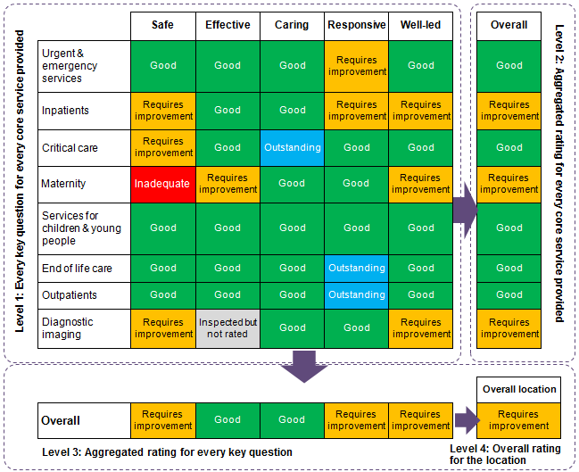 Levels of ratings independent healthcare services Care