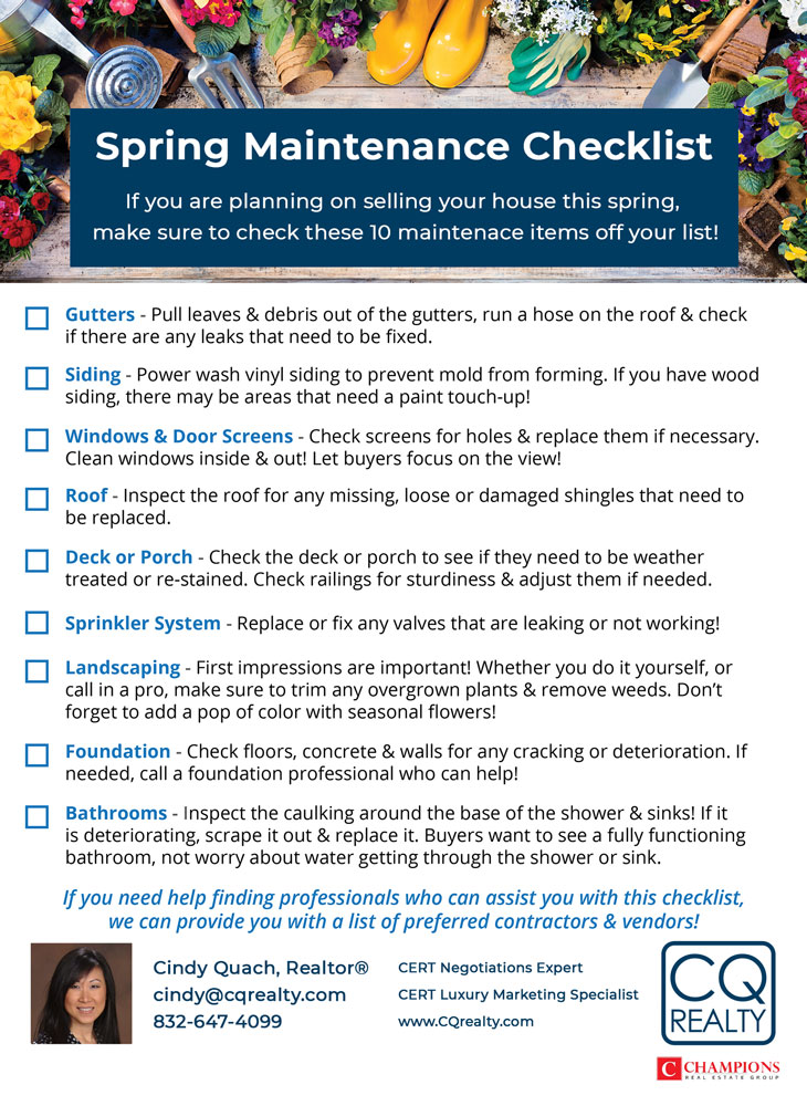 Home Spring Maintenance Checklist [INFOGRAPHIC] CQ Realty