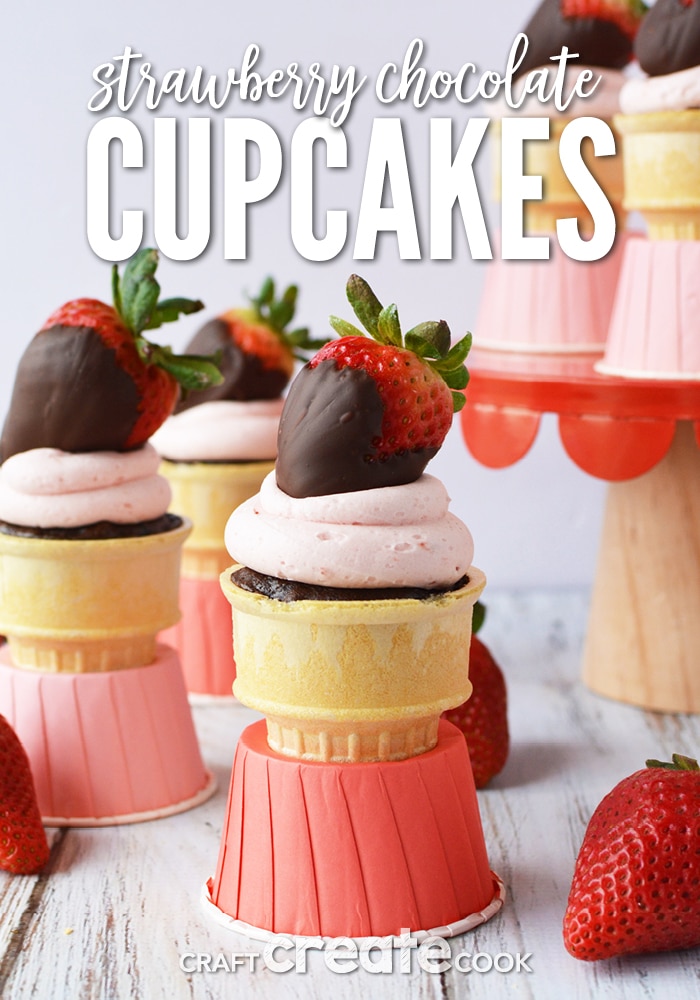 Strawberry Chocolate Ice Cream Cone Cupcakes Craft Create Cook