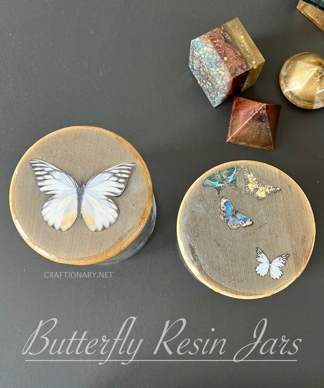 Unique butterfly epoxy resin art on bamboo jars Craftionary