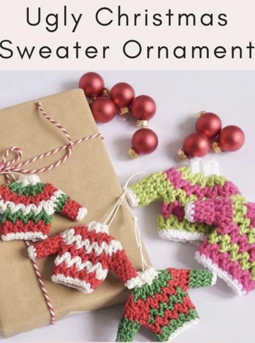 DIY Ugly Christmas Sweater Crochet Ornament FREE CROCHET PATTERN