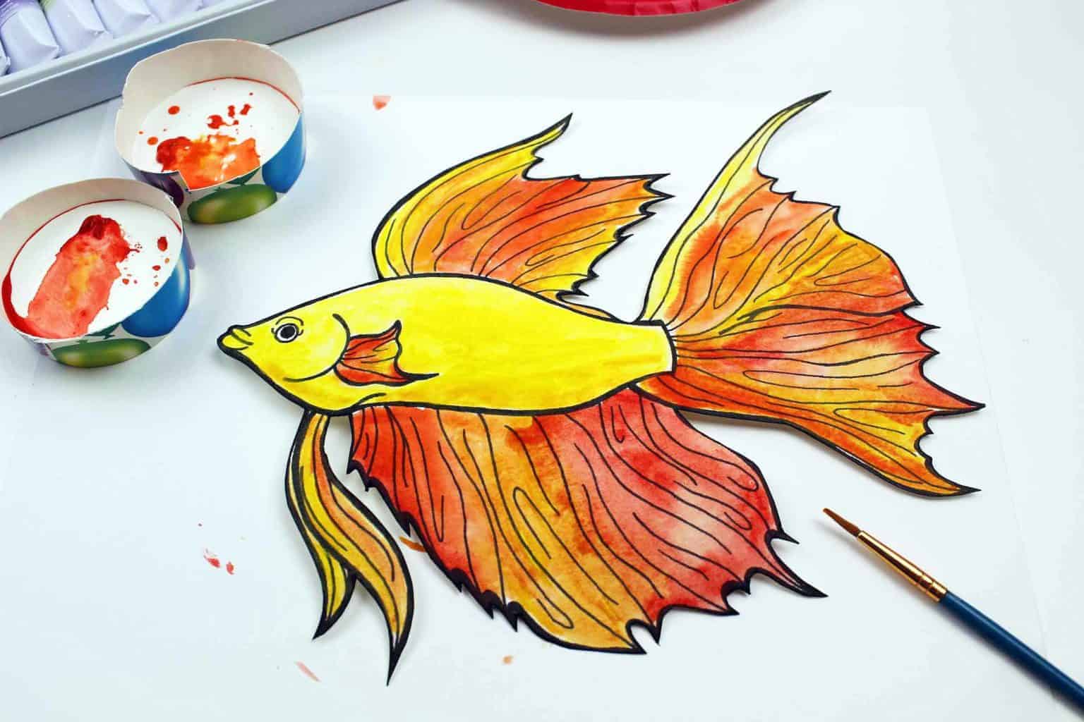 Betta Fish Art Project Watercolor Fish Painting Craft Play Learn