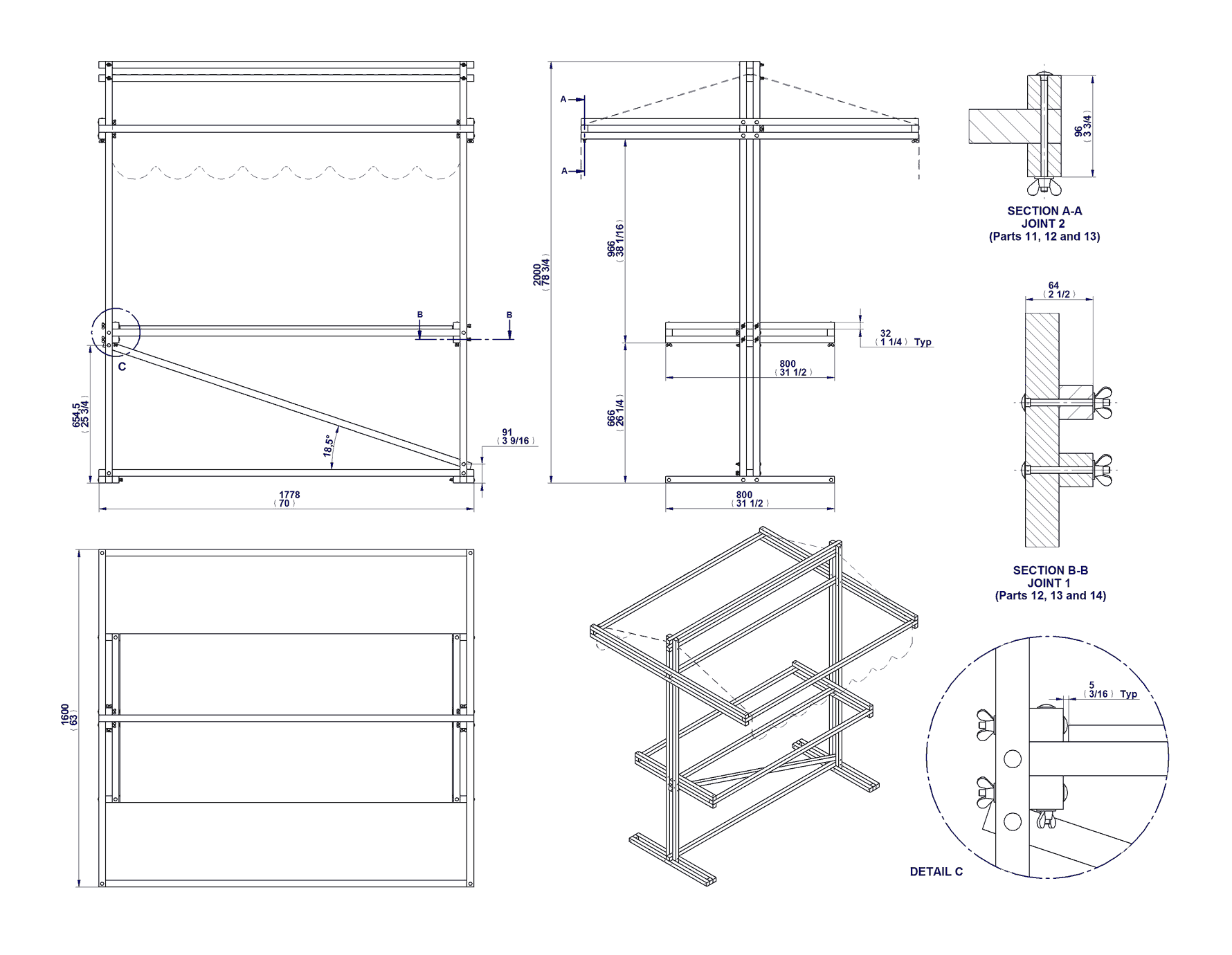Foldout patio table plan