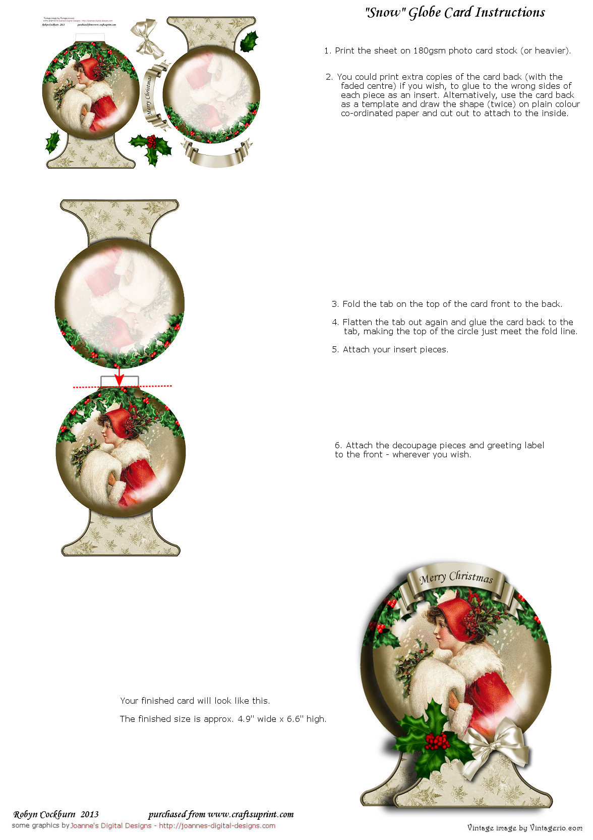 Snow Globe Card Sheet Instructions