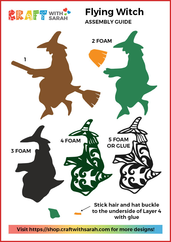 Free Layered Witch SVG for Halloween Craft with Sarah