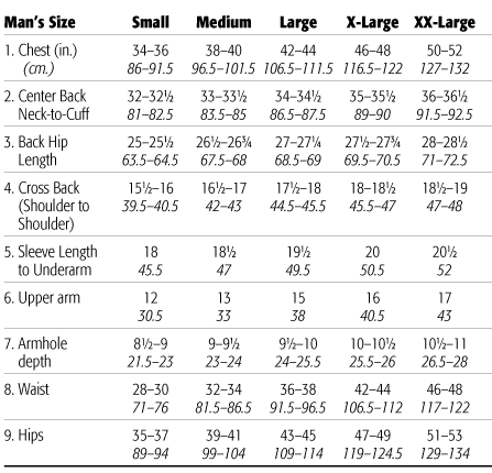 Men’s Size Chart | Purls of Yarn