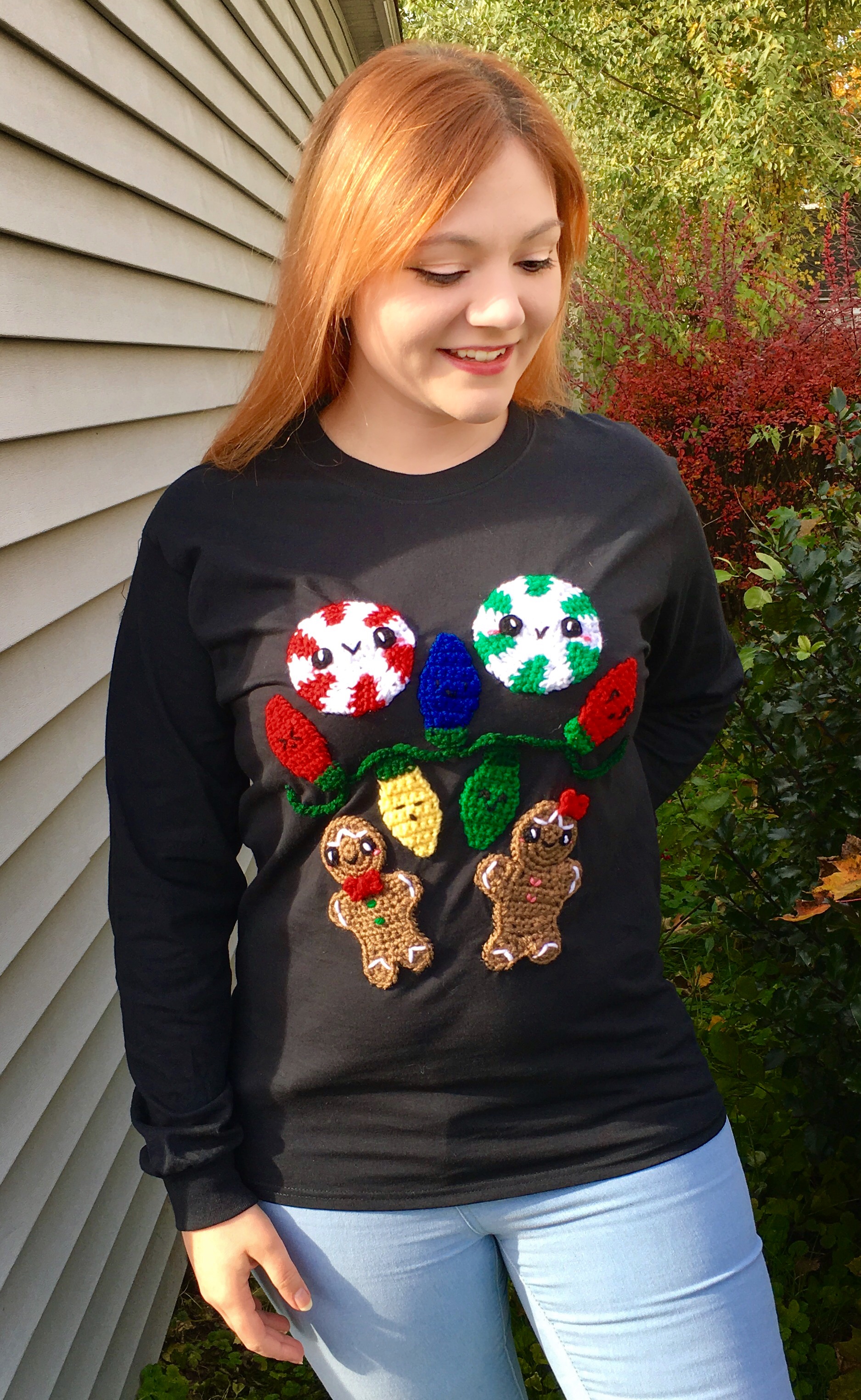 Light Up Your Ugly Christmas Sweater String Light Applique Crochet