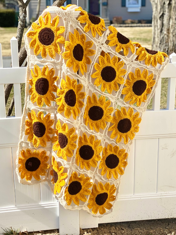 Sunflower Square Blanket Crochet Pattern Crafty Kitty Crochet