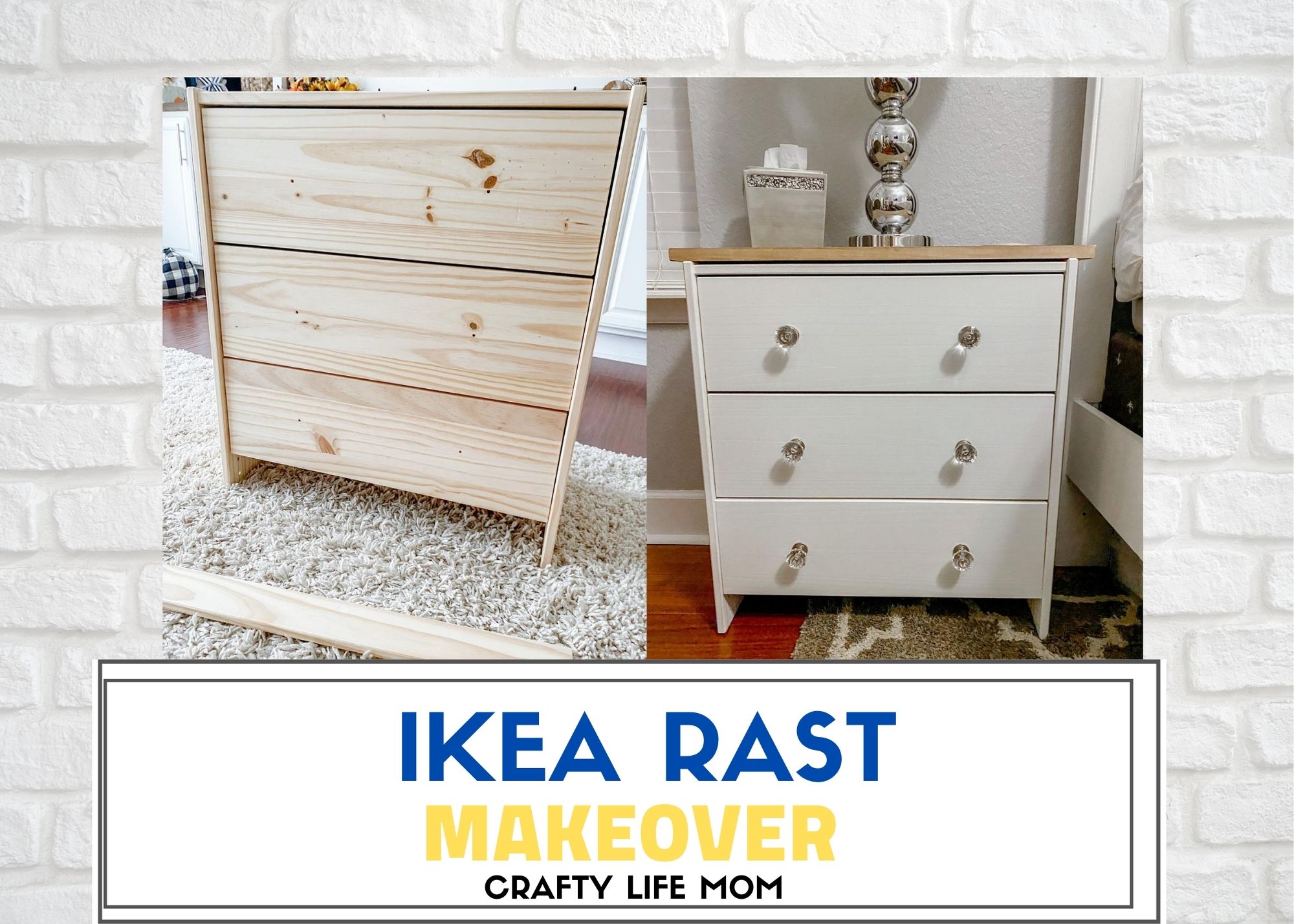 DIY Ikea Rast Dresser Makeover into Farmhouse Glam Nightstand