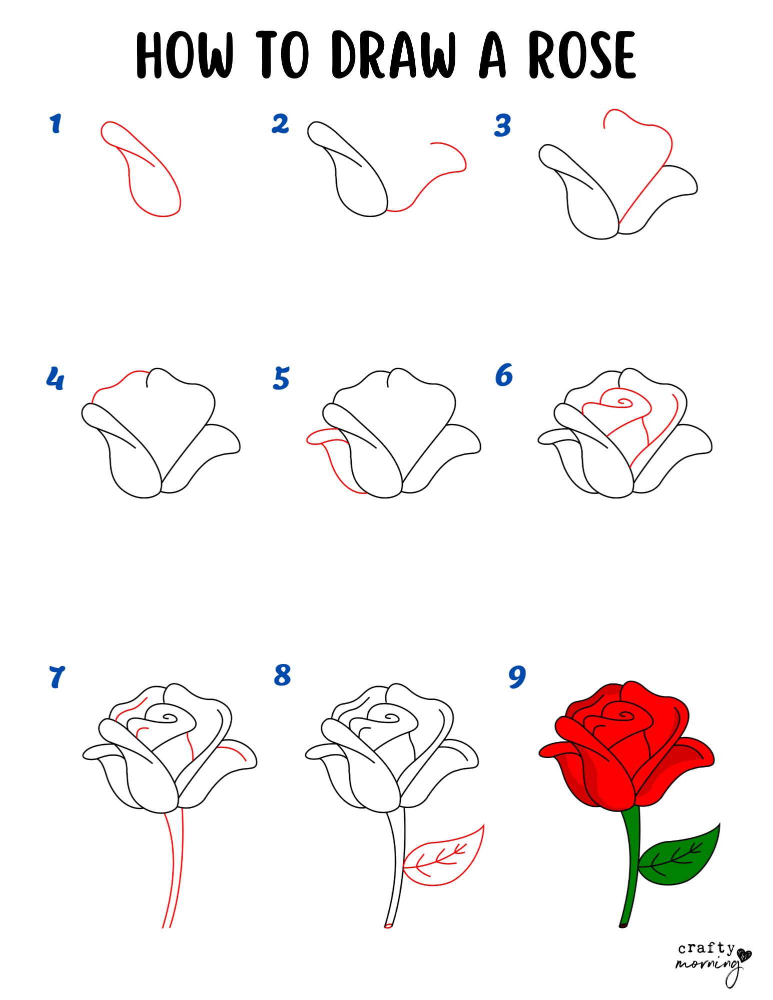 Rose Drawing Tutorial Step By Step
