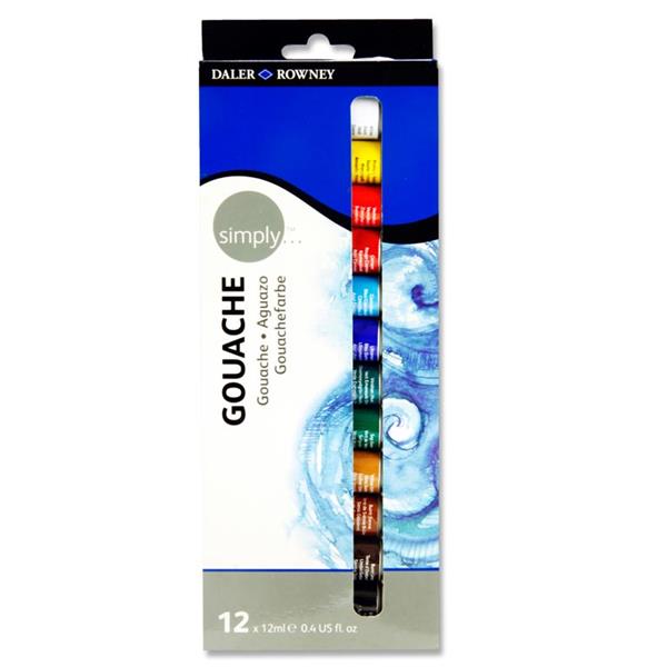 Daler Rowney Simply box 12x12ml Gouache Paints