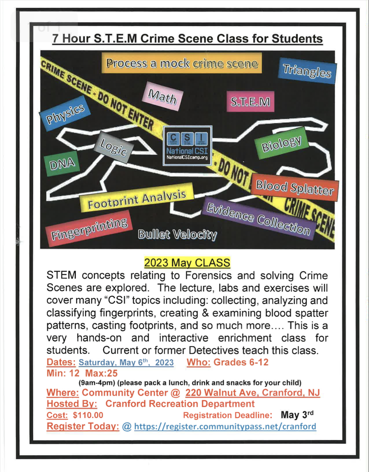 CSI Program Cranford Online