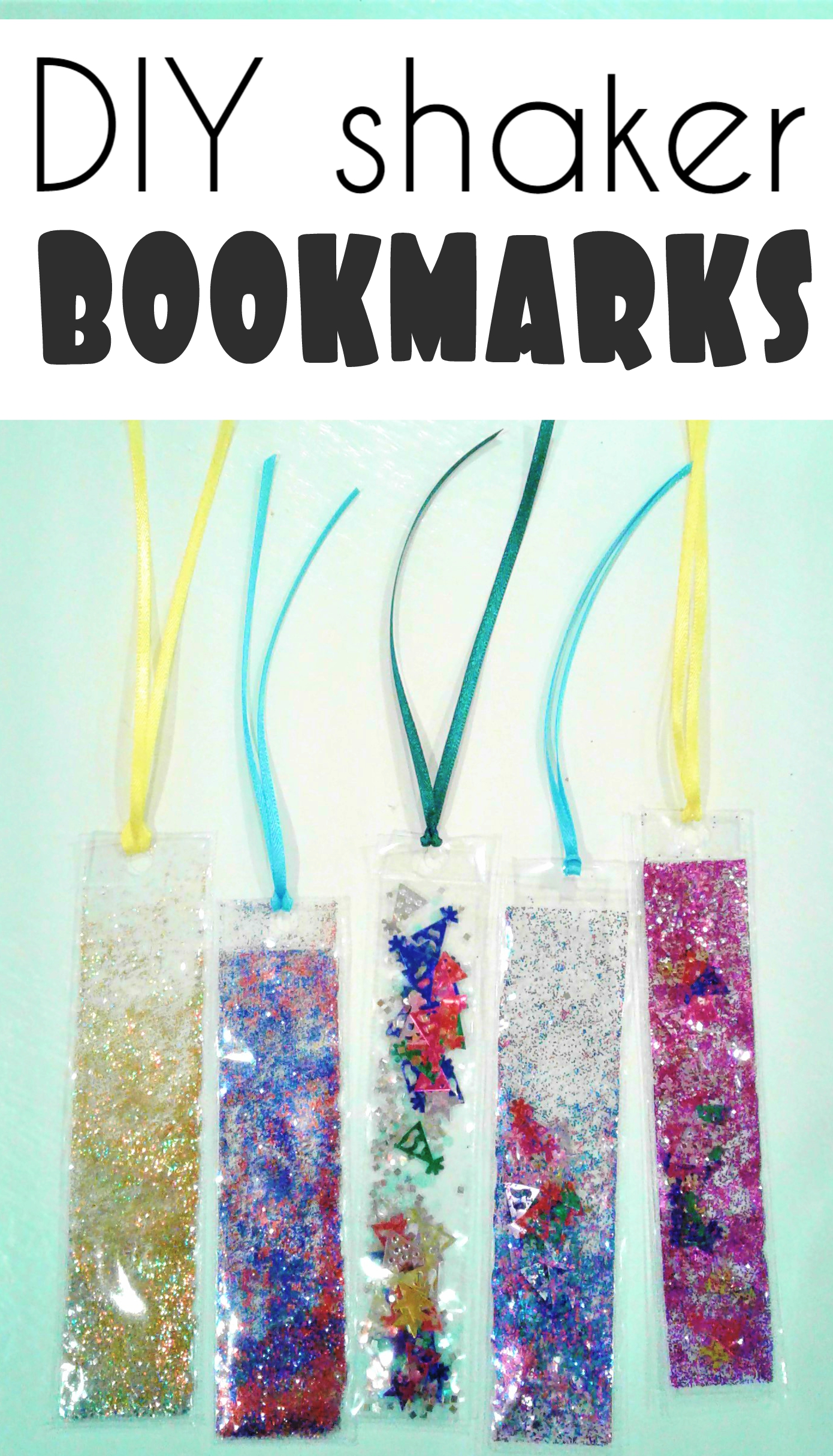 DIY confetti filled shaker bookmarks Crazy DIY Mom