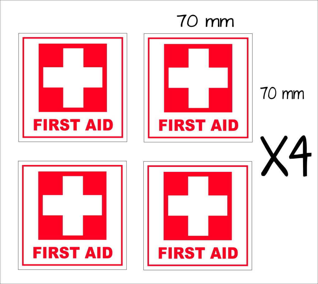 FIRST AID Stickers FOUR (4) 70 mm each Crazy Fish