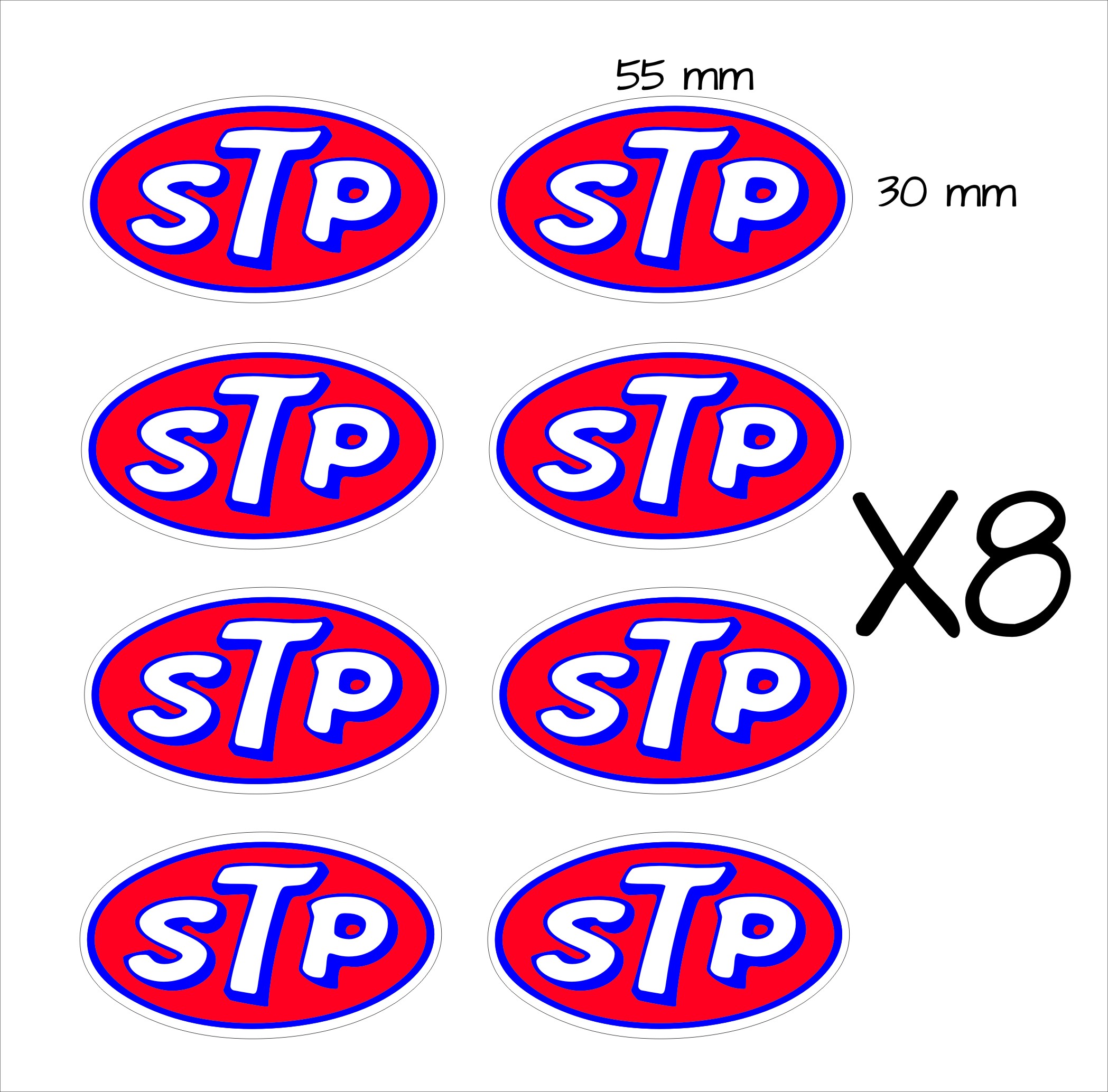 STP Stickers EIGHT (8) 55 x 30 mm each Crazy Fish