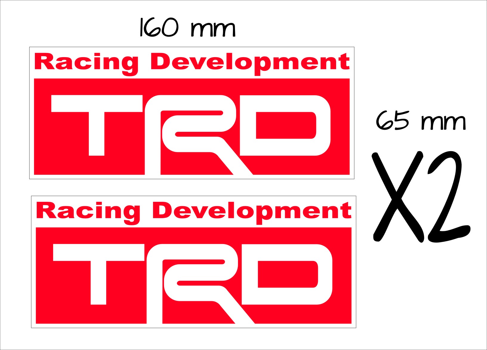 TRD Toyota Stickers TWO (2) 160 x 64 mm each Crazy Fish