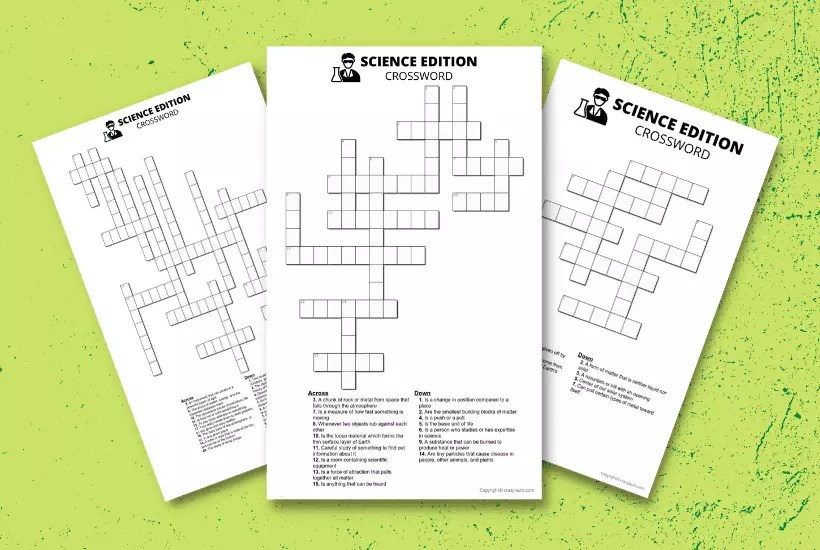 Free Science Crossword Printable Game Sheets - Crazy Laura