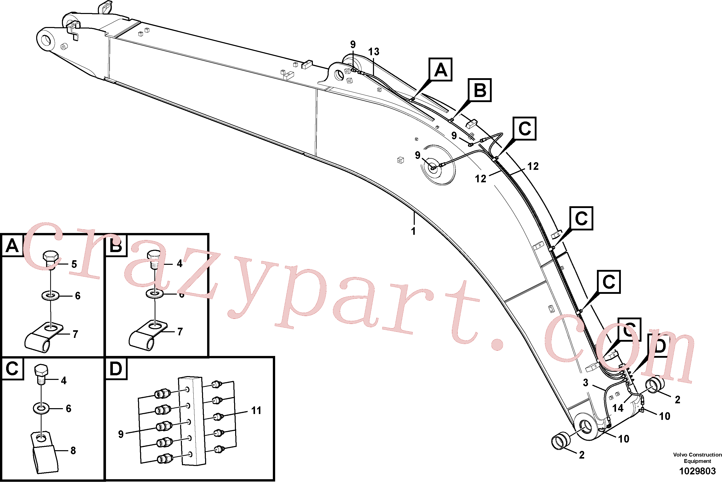 Volvo excavator part VOE14607580 Excavator boom for sale