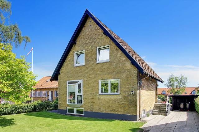 Denmark Homes / Green Garden And Danish Houses In Copenhagen Stock