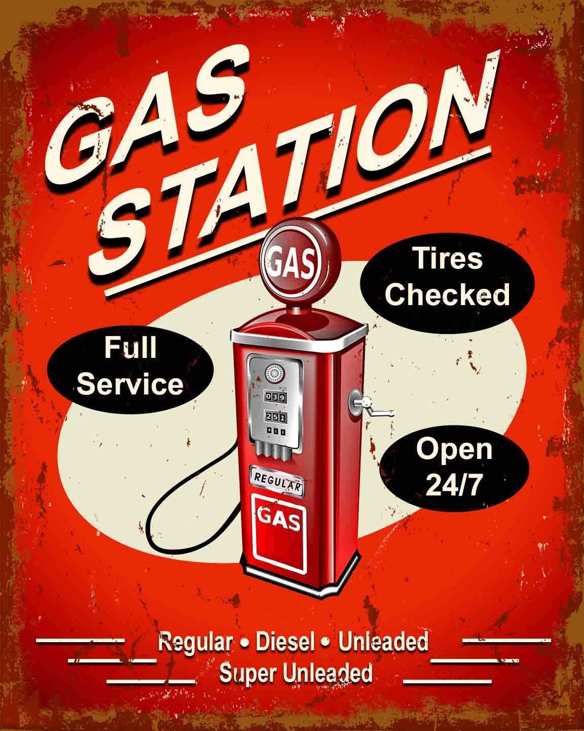Vintage Metal Gas Station Signs