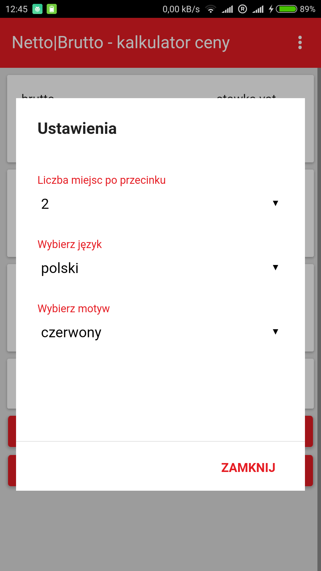 Netto Brutto kalkulator cen, podatku vat i dochodowego aplikacja