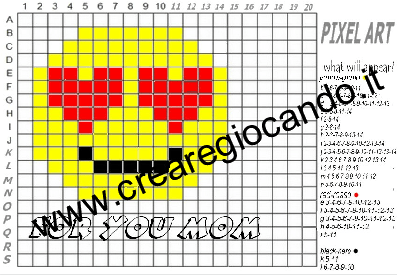 Emoticon Cuore Pixel Art Festa Della Mamma Con Codici Italiano Inglese Crearegiocando
