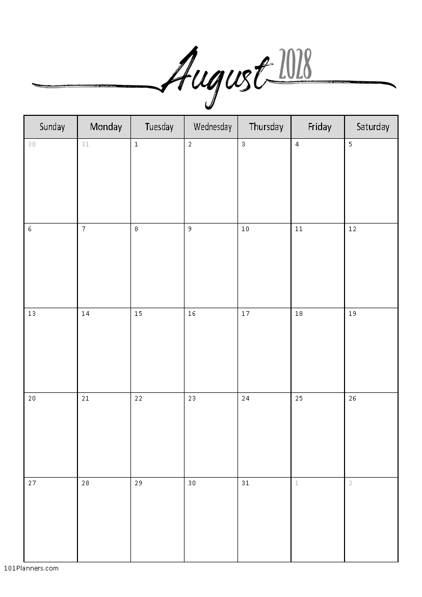 august calendar 2023 clipart Free Printable August 2023 Calendar Instant Download
