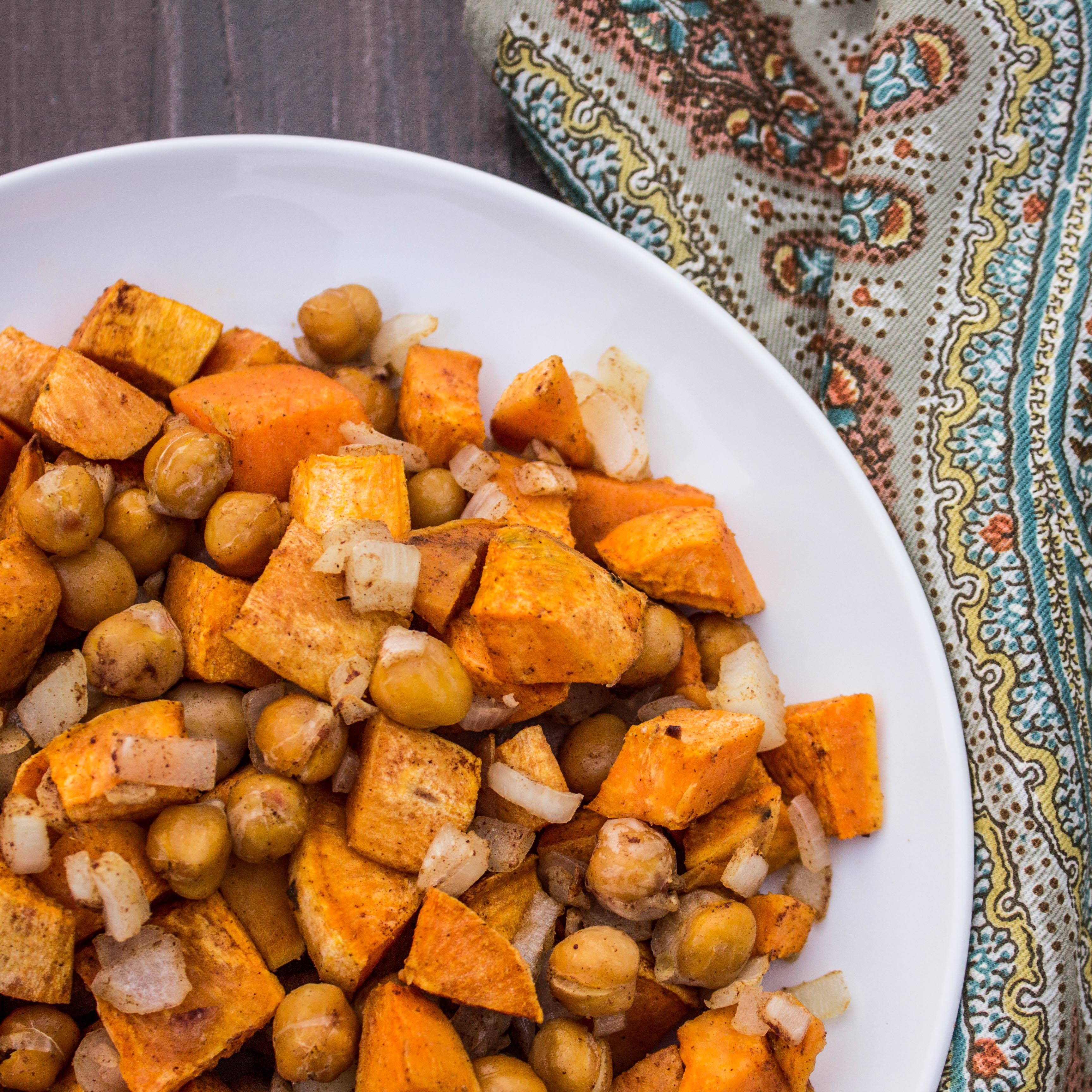 Autumn Spice Roasted Sweet Potatoes and Chickpeas Create. Nourish. Love.