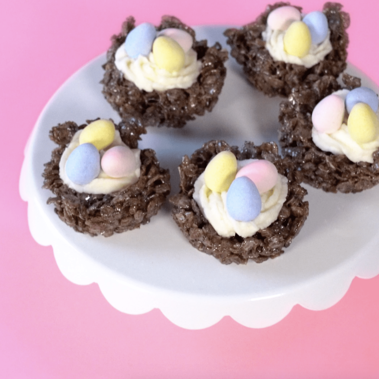 Cocoa PEBBLES Cereal Dessert Spring Nests Recipe