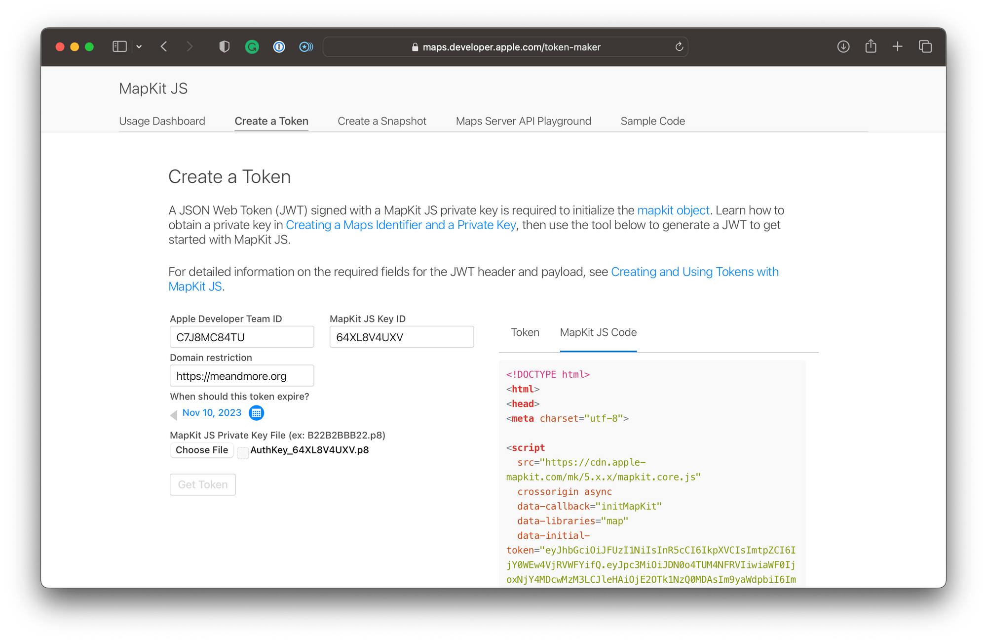 Using MapKit JS to Embed Apple Maps in sites