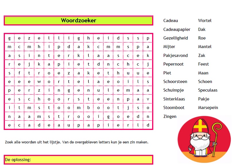Woordzoeker Sinterklaas Creatief en Simpel