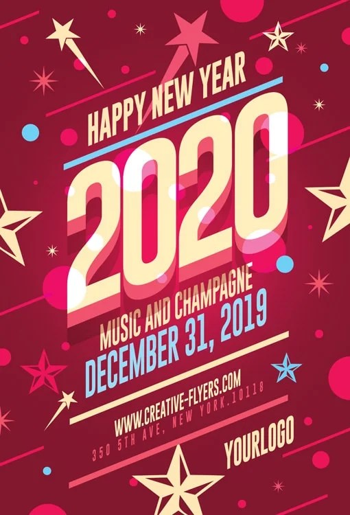 New Year Card Template Photohop PSD Creative Flyers