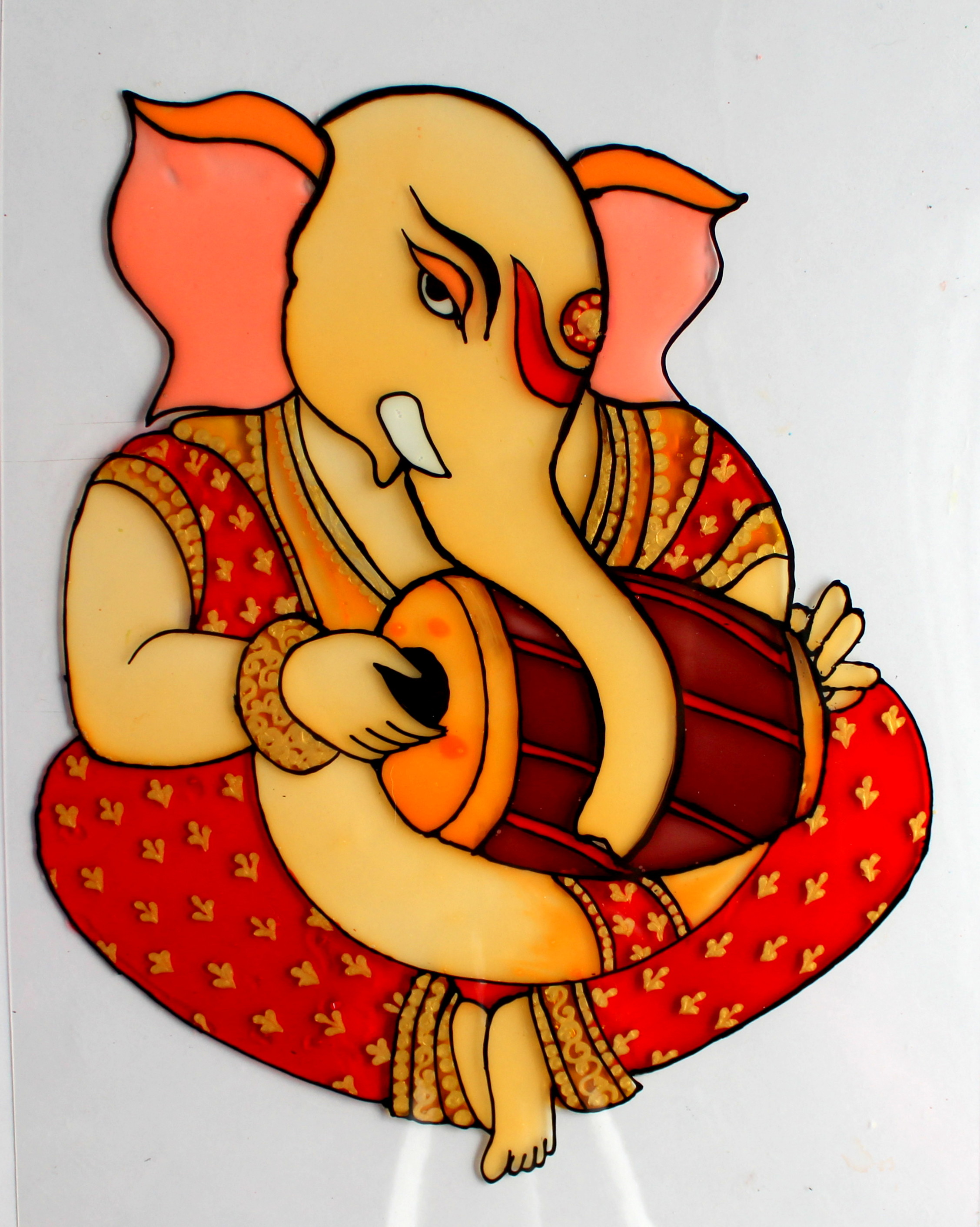 GLASS PAINTING OF GANESHA CREATIVE ART