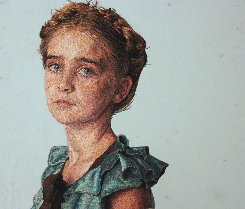 Hyperrealistic portrait paintings that are actually embroidered
