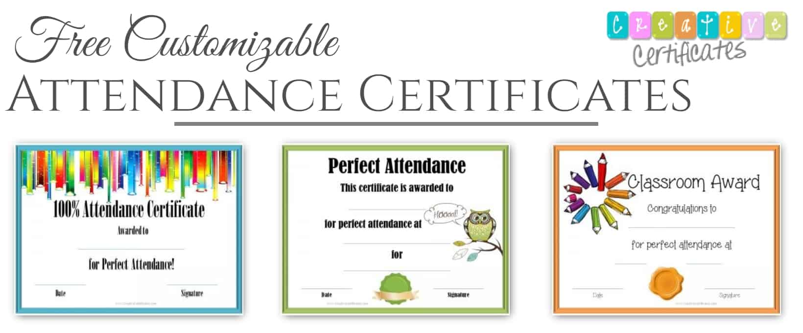 FREE Printable Perfect Attendance Certificate Templates | Customizable