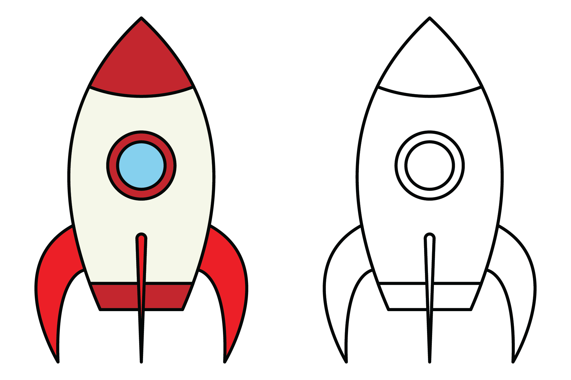 Coloring Rocket for Kids Graphic by studioisamu · Creative Fabrica