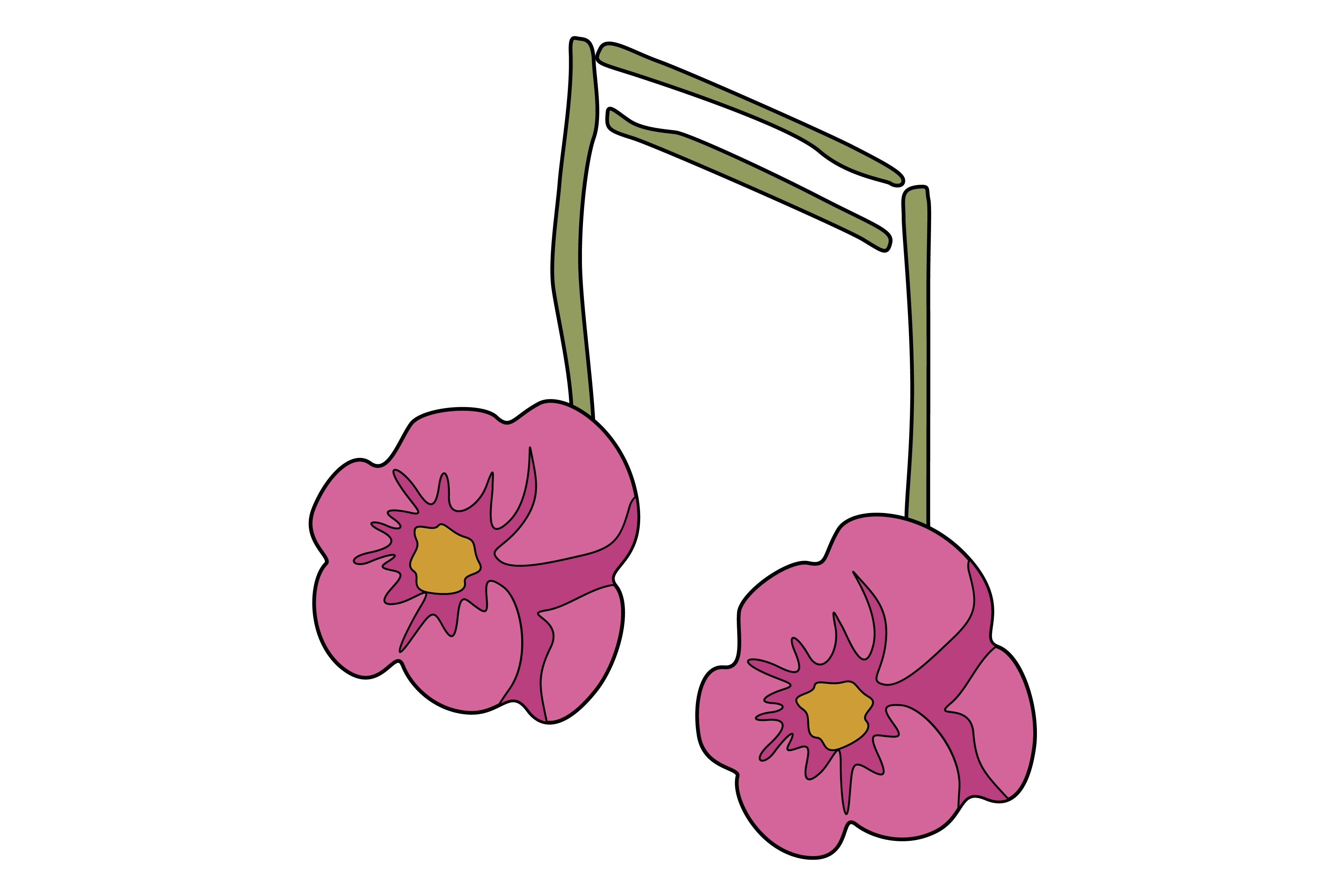 Spring Flower Note Music Sticker Vector Graphic by dearlyartstudio · Creative Fabrica