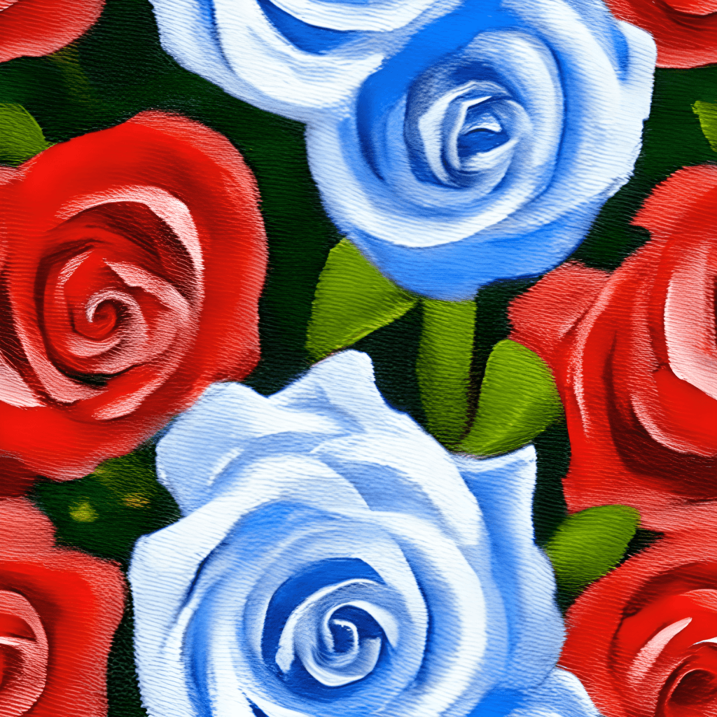 Red Roses White Roses and Blue Roses Painting · Creative Fabrica