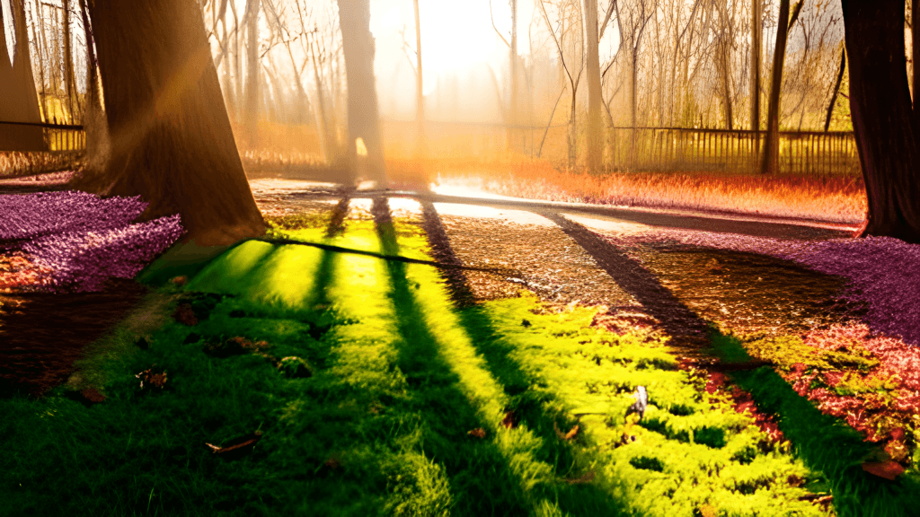 Early Morning Sun Rays in Spring · Creative Fabrica