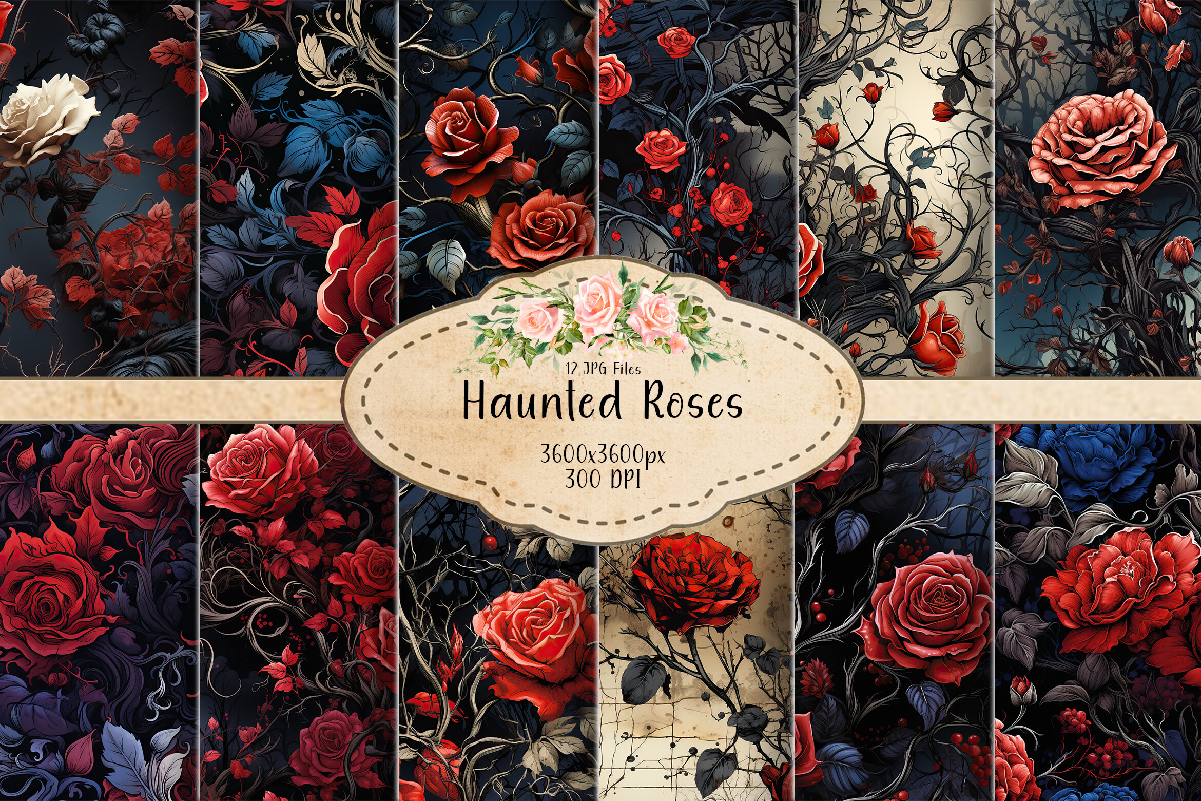 Haunted Roses Graphic by curvedesign · Creative Fabrica
