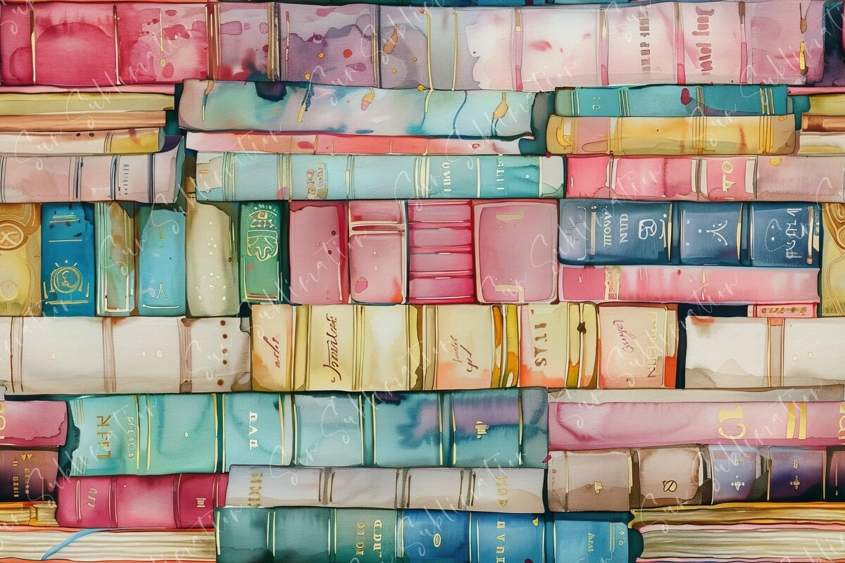 Colorful Book Collection Seamless Graphic By Sun Sublimation Creative