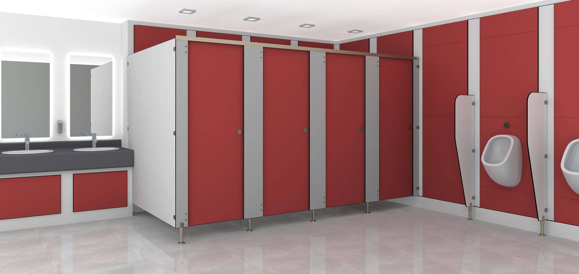 Interior decoration services in UAE Supplier of HPL Toilet Cubicle