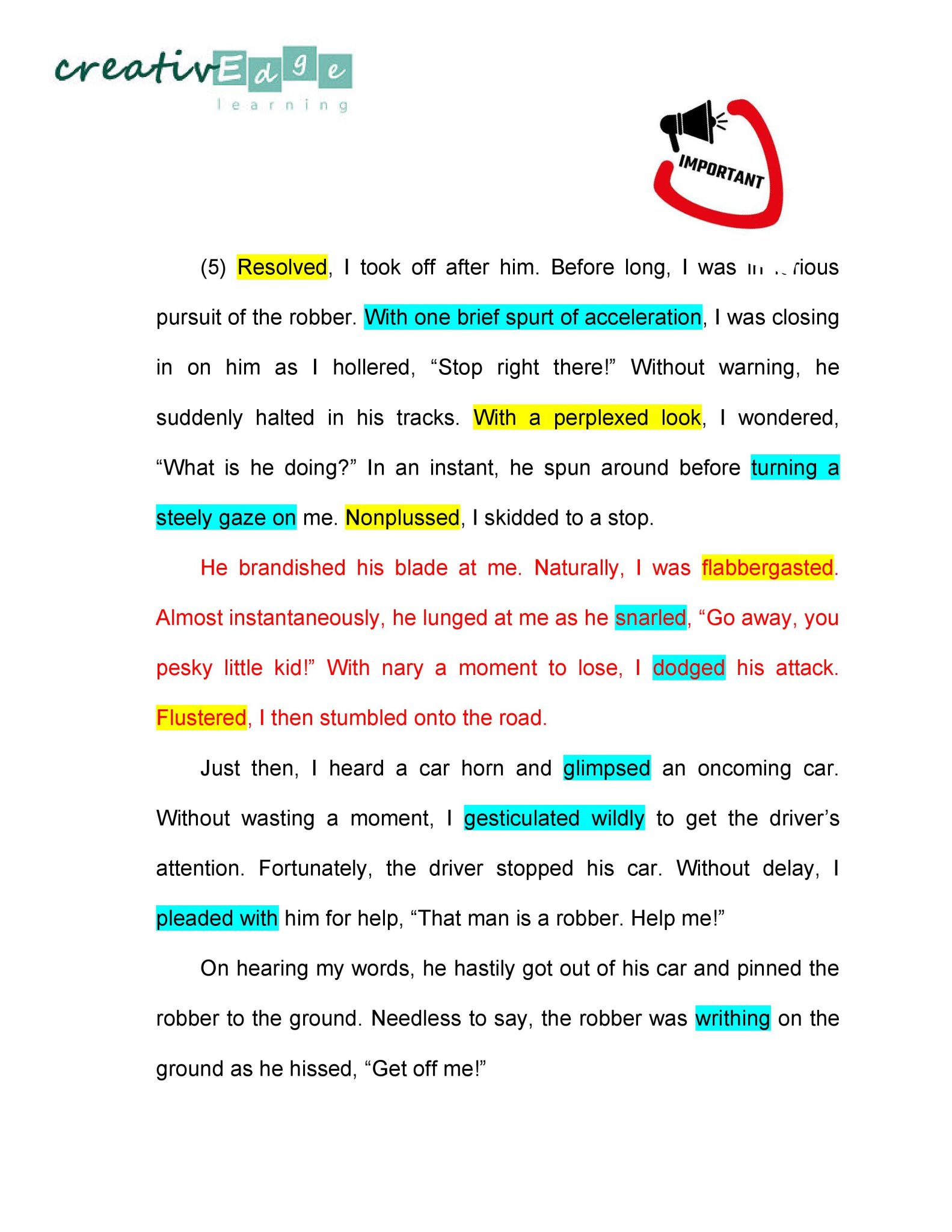 Primary 5 composition topicAn incident Creativedge