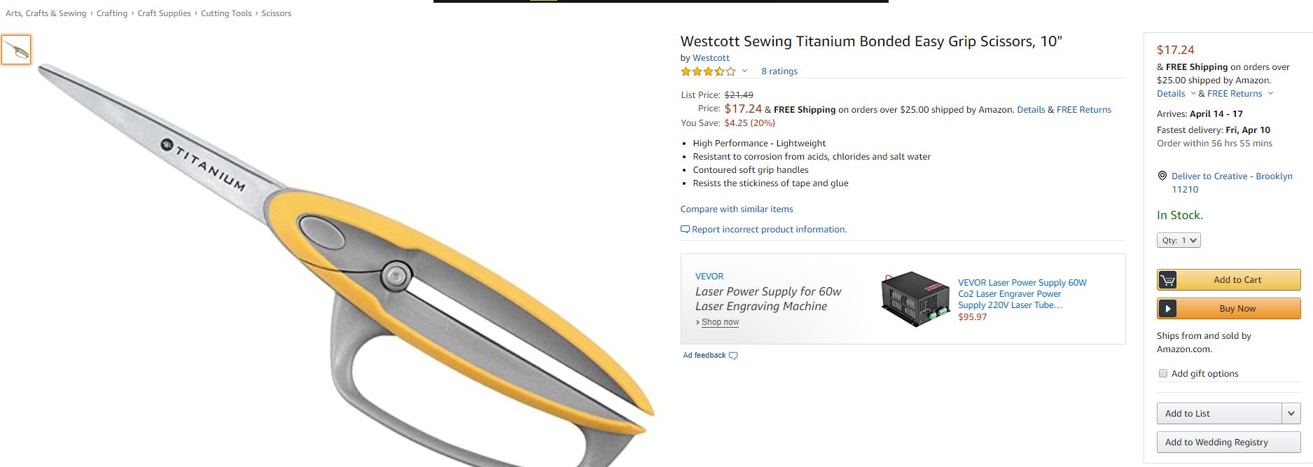 Westcott 10" Spring Assist Scissor for Arthritic hands Easy