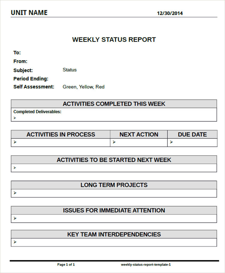 6+ Status Report Templates Free Word, PDF, Excel Formats